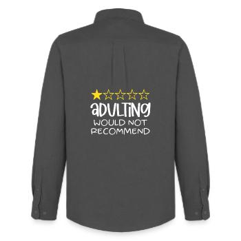 Adulting Would Not Recommend - Men's Oxford Shirt by Stanley/Stella - anthracite - Back - AI Model Male 185 dark (185cm)