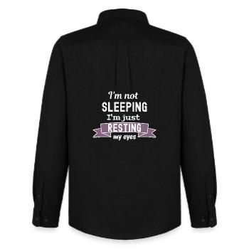 I'm not sleeping - I'm just restimg my eyes - Men's Oxford Shirt by Stanley/Stella - black - Back - AI Model Male 185 dark (185cm)