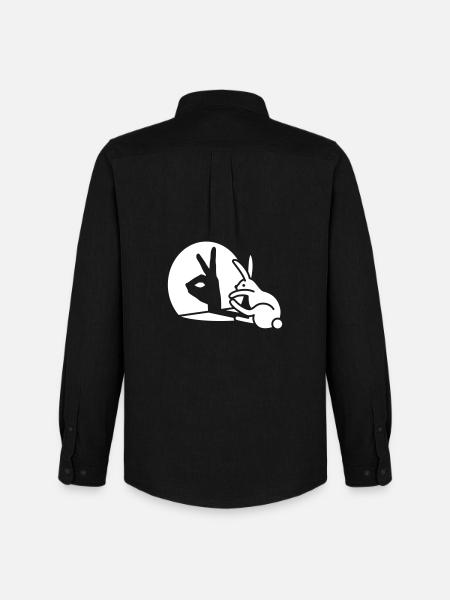 Funny Rabbit hand shadow puppets humor pop art - Men's Oxford Shirt by Stanley/Stella - black