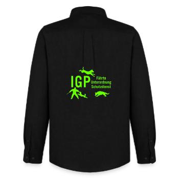 IGP Hundesport - Green - Männer Oxford Hemd von Stanley/Stella - Schwarz - Hinten - AI Model Male 185 dark (185cm)