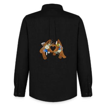 Decorated crossbar with lederhosen suspenders - Men's Oxford Shirt by Stanley/Stella - black - Back - AI Model Male 185 dark (185cm)