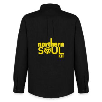 Northern Soul KTF - Retro 1960s Music - Men's Oxford Shirt by Stanley/Stella - black - Back - AI Model Male 185 dark (185cm)