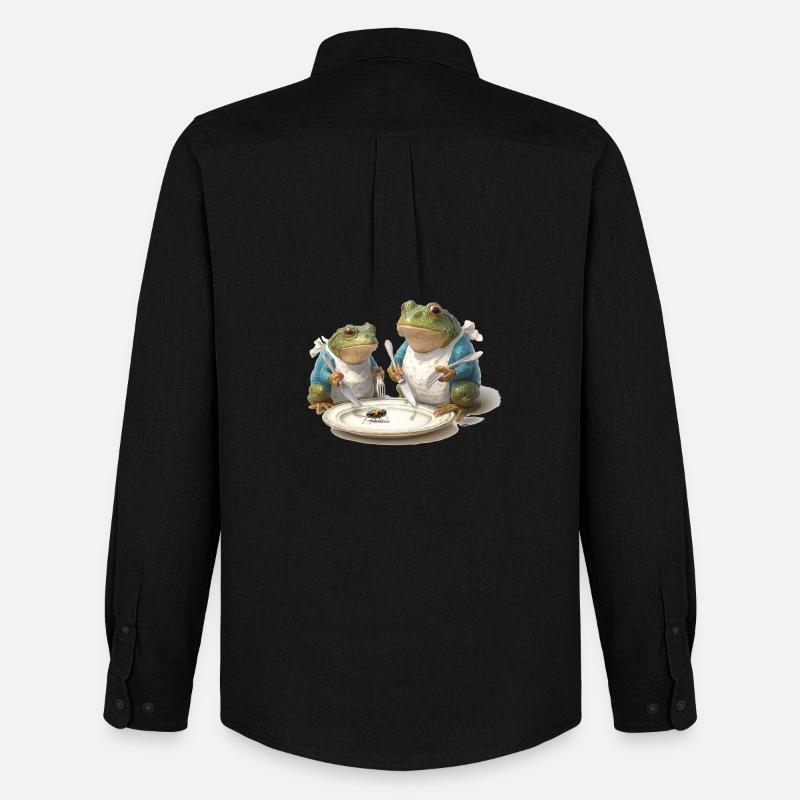 Frosch-Dinner: Fliege am Teller - Männer Oxford Hemd von Stanley/Stella - Schwarz
