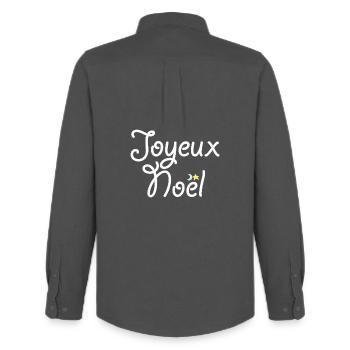 Joyeux Noël - Chemise Oxford homme Stanley/Stella - charbon - Dos - AI Model Male 185 dark (185cm)