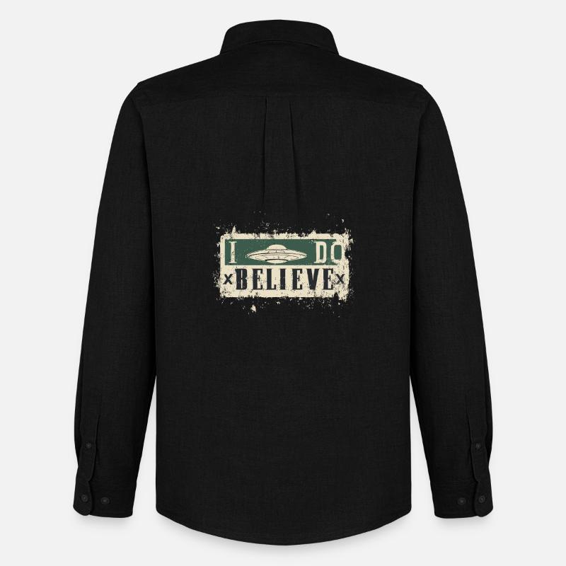 Ich glaube an UFOs - Männer Oxford Hemd von Stanley/Stella - Schwarz
