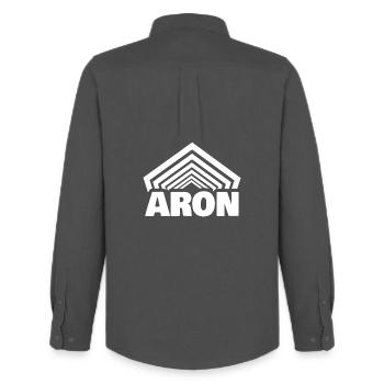 First name Aron - Men's Oxford Shirt by Stanley/Stella - anthracite - Back - AI Model Male 185 dark (185cm)