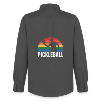 Pickleball Sunset Silhouette - Men's Oxford Shirt by Stanley/Stella - anthracite - Back - AI Model Male 185 dark (185cm)