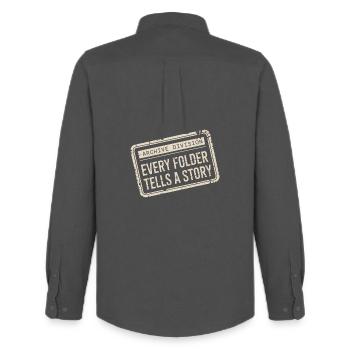 Every Folder Tells a Story - Men's Oxford Shirt by Stanley/Stella - anthracite - Back - AI Model Male 185 dark (185cm)