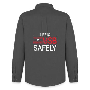 LIFE IS TOO SHORT TO REMOVE USB SAFELY Techie - Men's Oxford Shirt by Stanley/Stella - anthracite - Back - AI Model Male 185 dark (185cm)