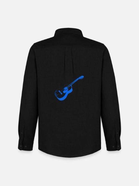 Artful Acoustic Guitar Print - Men's Oxford Shirt by Stanley/Stella - black