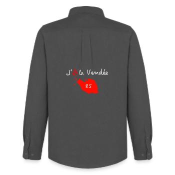 j'aime la vendee carte 85 - Chemise Oxford homme Stanley/Stella - charbon - Dos - AI Model Male 185 dark (185cm)