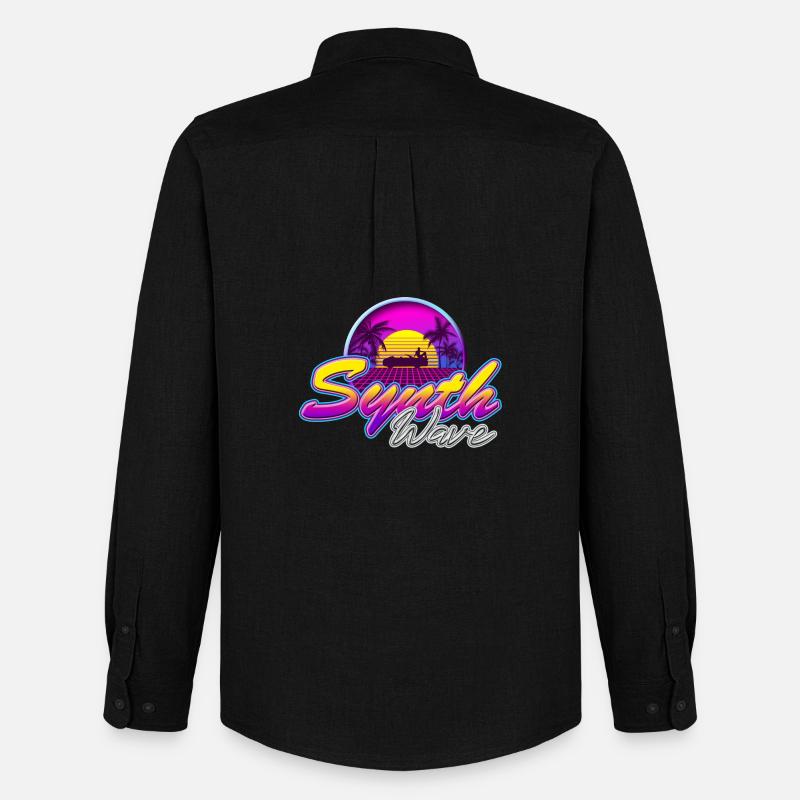 Synth-Wave Music Neon-Vibe Electrowave sunset - Männer Oxford Hemd von Stanley/Stella - Schwarz