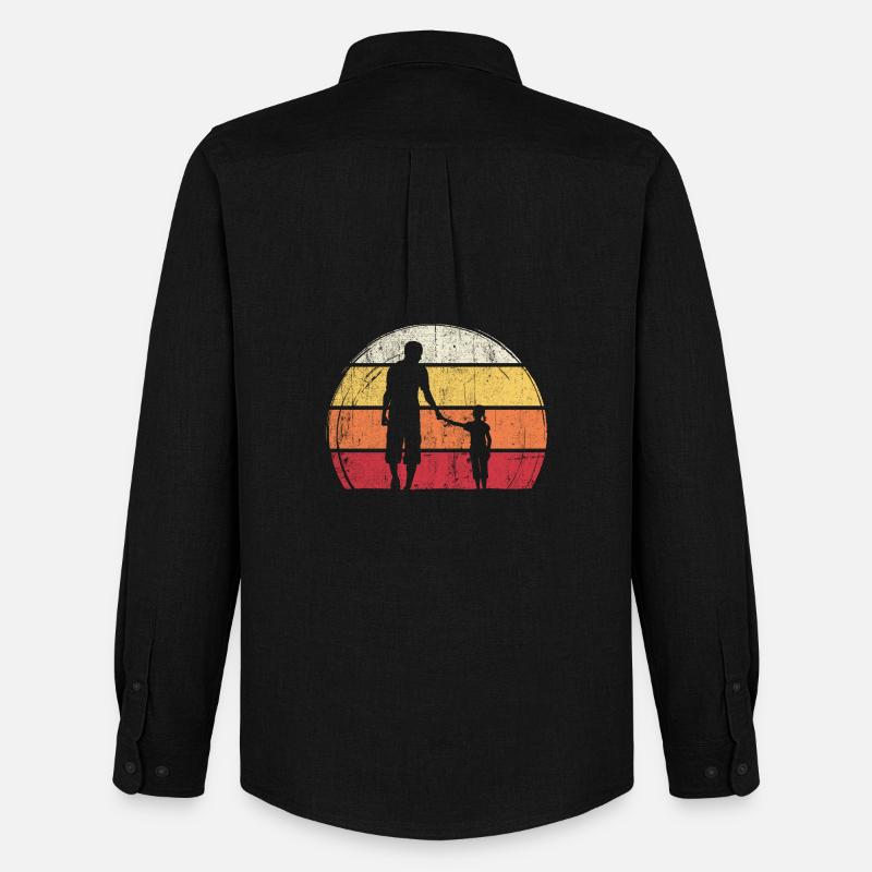 Sunset Silhouette: Vater und Kind - Männer Oxford Hemd von Stanley/Stella - Schwarz