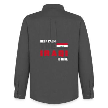 Keep Calm Iraq flag design - Men's Oxford Shirt by Stanley/Stella - anthracite - Back - AI Model Male 185 dark (185cm)