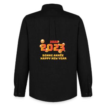 The New Year 2023 - Men's Oxford Shirt by Stanley/Stella - black - Back - AI Model Male 185 dark (185cm)