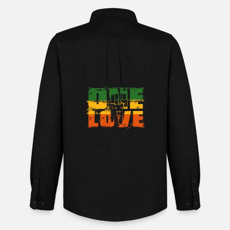 One Love Rastafari Banner - Männer Oxford Hemd von Stanley/Stella - Schwarz