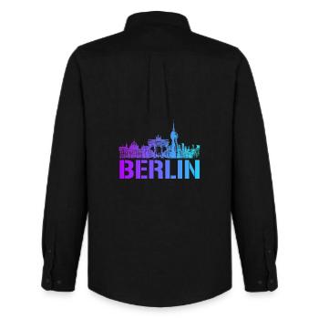 Berlin Skyline mit Berliner Wahrzeichen - Männer Oxford Hemd von Stanley/Stella - Schwarz - Hinten - AI Model Male 185 dark (185cm)