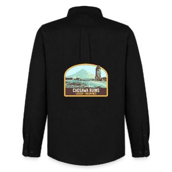 Ruins of Cagsawa, Mayon Volcano, Philippines - Men's Oxford Shirt by Stanley/Stella - black - Back - AI Model Male 185 dark (185cm)