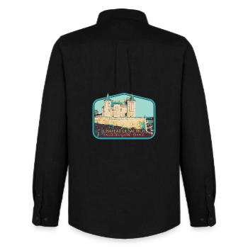 Château de Saumur, Vallée de la Loire - Chemise Oxford homme Stanley/Stella - noir - Dos - AI Model Male 185 dark (185cm)