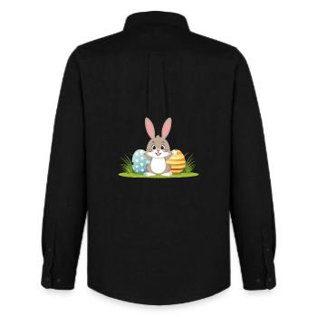 Happy Easter bunny with colorful Easter eggs - Men's Oxford Shirt by Stanley/Stella - black - Back - AI Model Male 185 dark (185cm)