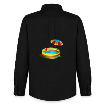 Buntes Planschbecken mit Sonnenschirm und Ball - Männer Oxford Hemd von Stanley/Stella - Schwarz - Hinten - AI Model Male 185 dark (185cm)
