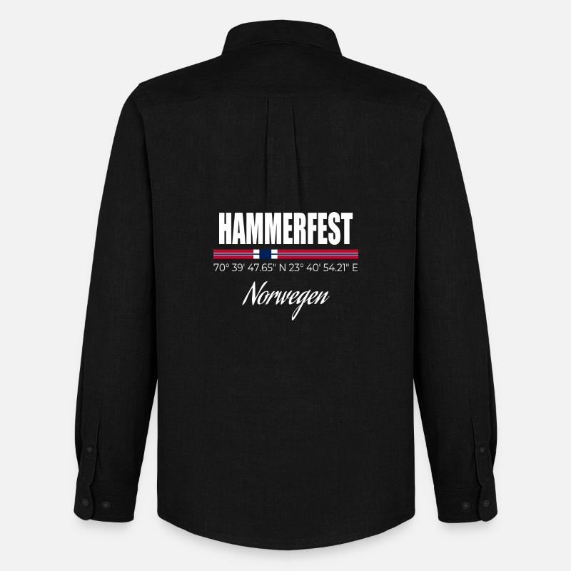 Hammerfest - Männer Oxford Hemd von Stanley/Stella - Schwarz