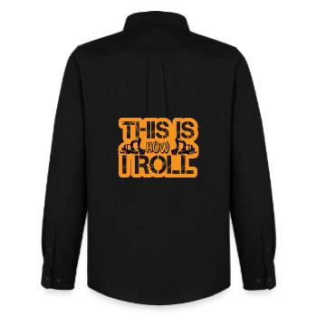 Humorvoller Baggerfahrer Spruch - Männer Oxford Hemd von Stanley/Stella - Schwarz - Hinten - AI Model Male 185 dark (185cm)