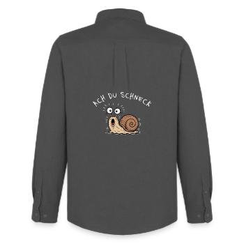 Ach Du Schneck! Lustiges Wortspiel Schnecke - Männer Oxford Hemd von Stanley/Stella - Anthrazit - Hinten - AI Model Male 185 dark (185cm)