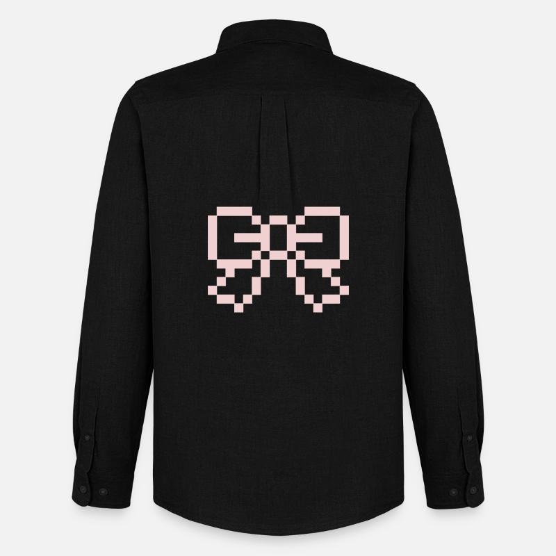 Pink Pixel Bow - Männer Oxford Hemd von Stanley/Stella - Schwarz