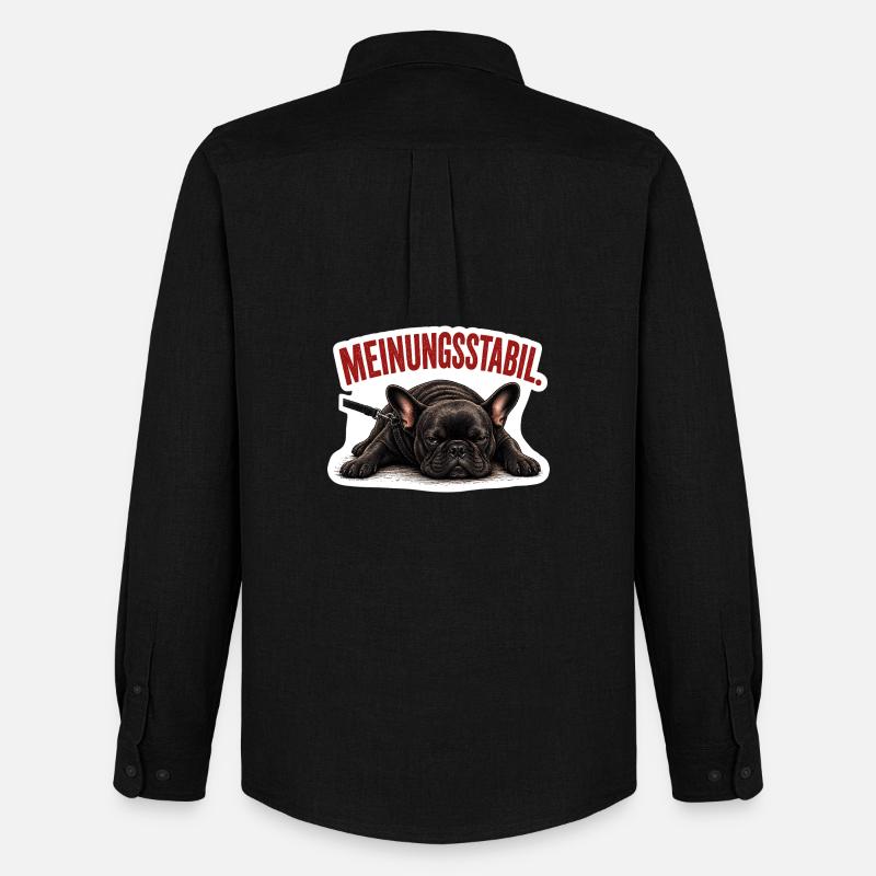 Frenchie – Meinungsstabil Bully - Männer Oxford Hemd von Stanley/Stella - Schwarz
