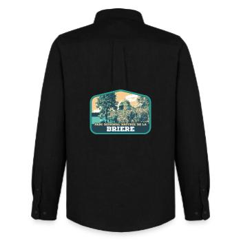 Brière Landscape Badge: Authentic Nature - Men's Oxford Shirt by Stanley/Stella - black - Back - AI Model Male 185 dark (185cm)