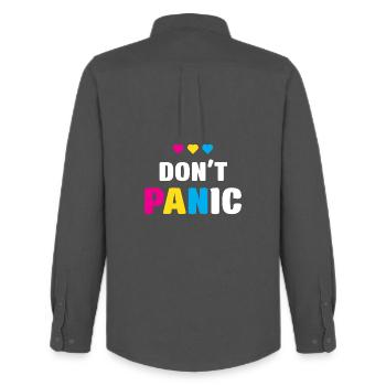 LGBT Pride Month - Keine Panik - Männer Oxford Hemd von Stanley/Stella - Anthrazit - Hinten - AI Model Male 185 dark (185cm)