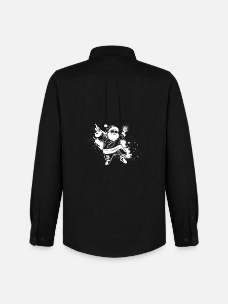 Festive Santa with Sparkling Gift - Men's Oxford Shirt by Stanley/Stella - black