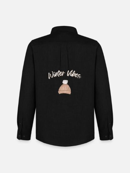 Winter Vibes Beanie Cap Winter Hat - Men's Oxford Shirt by Stanley/Stella - black