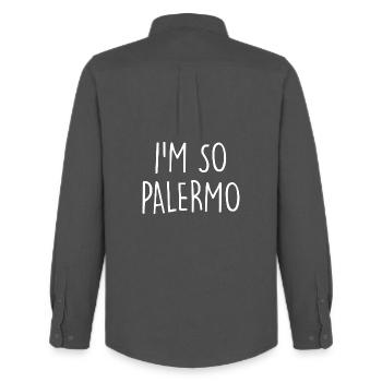 Palermo Italy Italien - Männer Oxford Hemd von Stanley/Stella - Anthrazit - Hinten - AI Model Male 185 dark (185cm)