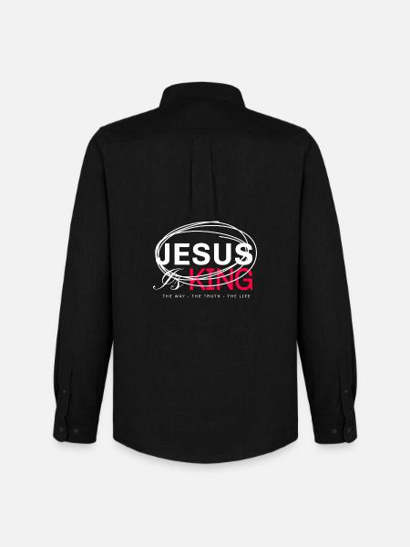 Jesus King Bold Typography - Men's Oxford Shirt by Stanley/Stella - black