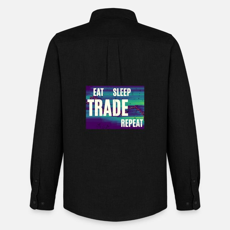 Eat Sleep Trade Repeat - Männer Oxford Hemd von Stanley/Stella - Schwarz