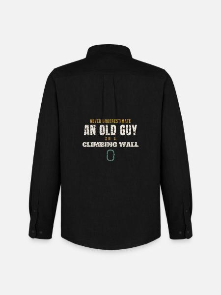 Old Guy On A Climbing Wall - Men's Oxford Shirt by Stanley/Stella - black