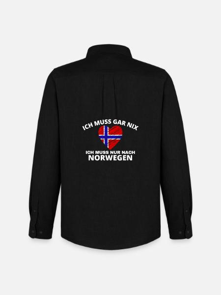 Norwegen - Männer Oxford Hemd von Stanley/Stella - Schwarz