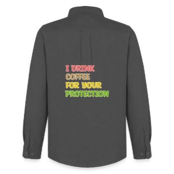 Coffee Drinking Statement Coffee Drinker Humorous - Men's Oxford Shirt by Stanley/Stella - anthracite - Back - AI Model Male 185 dark (185cm)