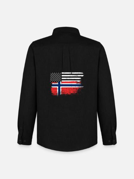 Grunge USA Norway Flag Mash - Men's Oxford Shirt by Stanley/Stella - black