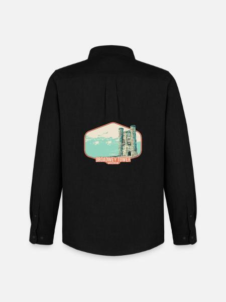 Illustration Broadwey Tower, Worcestershire - Men's Oxford Shirt by Stanley/Stella - black
