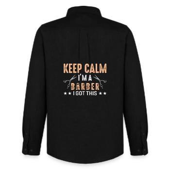 Barber keep calm - Männer Oxford Hemd von Stanley/Stella - Schwarz - Hinten - AI Model Male 185 dark (185cm)