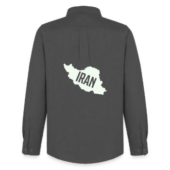 Iran Karten Typo - Männer Oxford Hemd von Stanley/Stella - Anthrazit - Hinten - AI Model Male 185 dark (185cm)