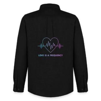 Love Is a Frequency - Heart Rate of Love - Men's Oxford Shirt by Stanley/Stella - black - Back - AI Model Male 185 dark (185cm)