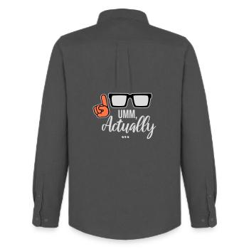 Um Actually Lustig Nerd Klugscheißer Spruch Logo - Männer Oxford Hemd von Stanley/Stella - Anthrazit - Hinten - AI Model Male 185 dark (185cm)