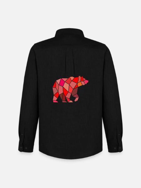 Geometric Bear in Mosaic - Men's Oxford Shirt by Stanley/Stella - black