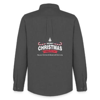 Joyeux Noël - Chemise Oxford homme Stanley/Stella - charbon - Dos - AI Model Male 185 dark (185cm)