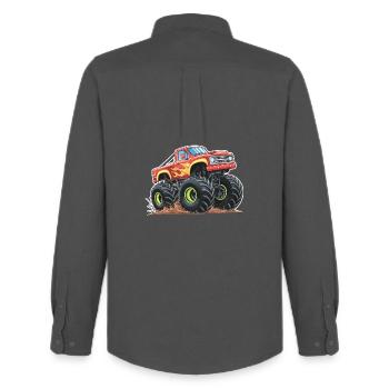 Monster Truck Madness - Men's Oxford Shirt by Stanley/Stella - anthracite - Back - AI Model Male 185 dark (185cm)