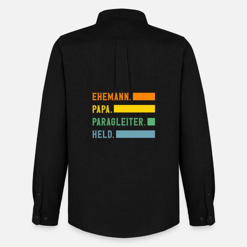 Ehemann Papa Gleitschirm Abenteuer Paragliding - Männer Oxford Hemd von Stanley/Stella - Schwarz